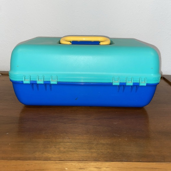Vintage‎ Teal & Blue Caboodles Makeup Art Storage Train Case - Picture 5 of 9